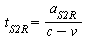 t[S2R] = `/`(`*`(a[S2R]), `*`(`+`(c, `-`(v))))