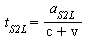 t[S2L] = `/`(`*`(a[S2L]), `*`(`+`(c, v)))