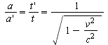 `and`(`/`(`*`(a(x)), `*`(diff(a(x), x))) = `/`(`*`(diff(t(x), x)), `*`(t(x))), `/`(`*`(diff(t(x), x)), `*`(t(x))) = `/`(1, `*`(sqrt(`+`(1, `-`(`/`(`*`(`^`(v, 2)), `*`(`^`(c, 2)))))))))
